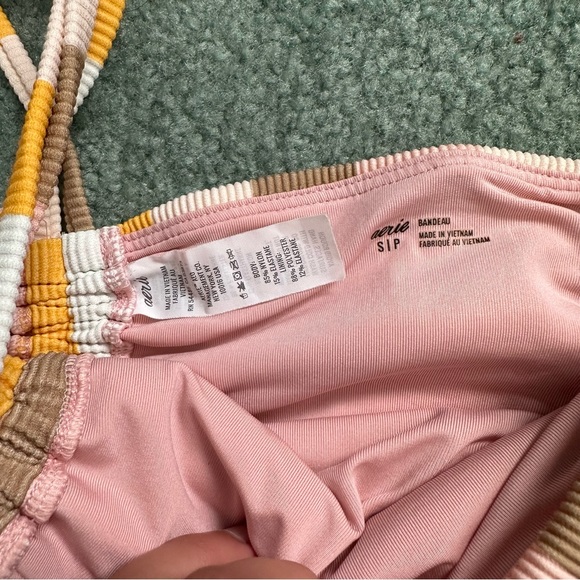 Aerie Ribbed Longline Bandeau Striped Bikini Top - Picture 6 of 6